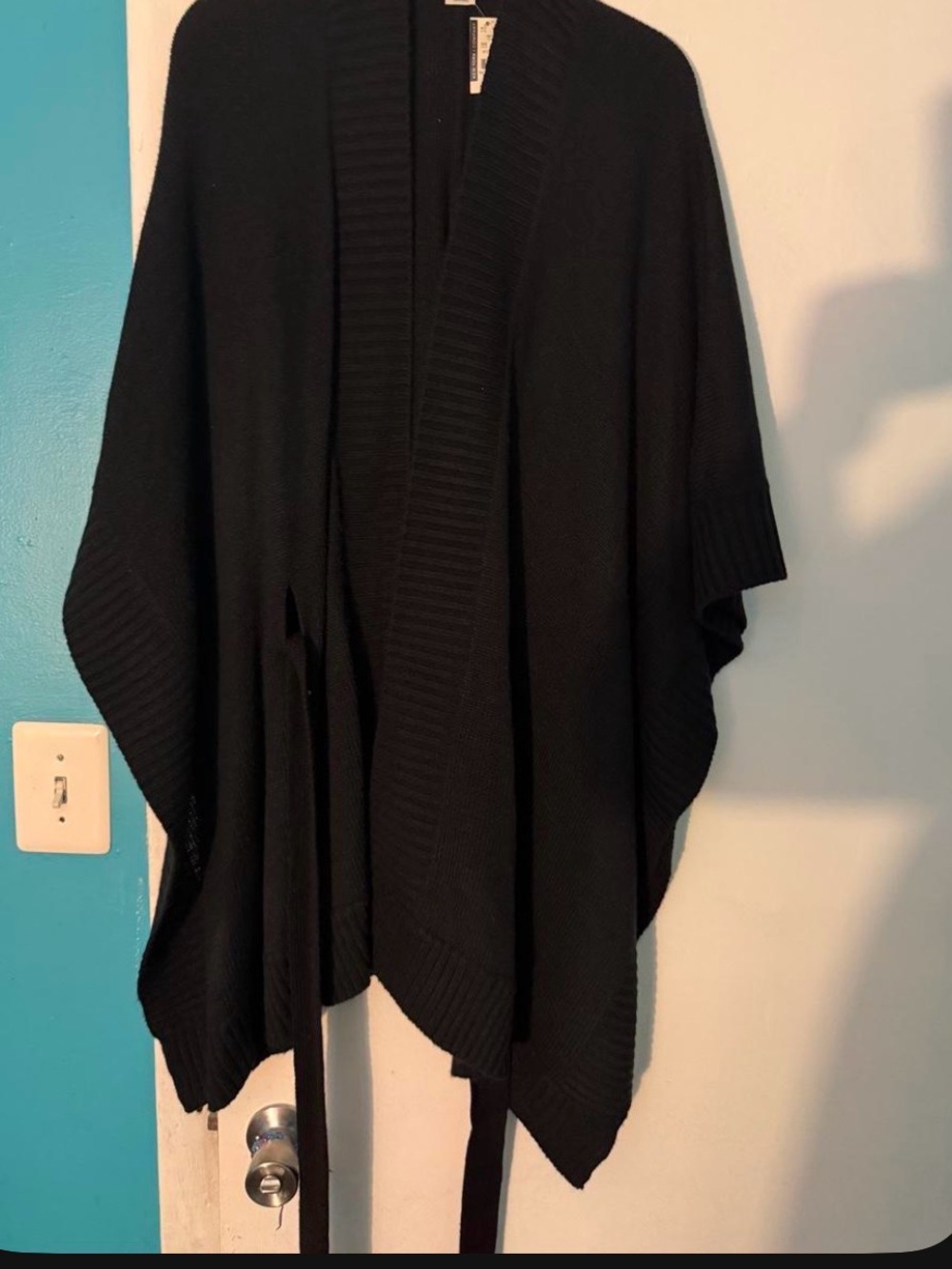 New York & Company Black Knit Wrap Poncho